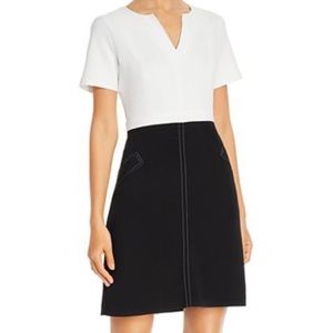 Karl Lagerfeld Paris Contrast Sheath Dress, Size 8, Black/Ivory